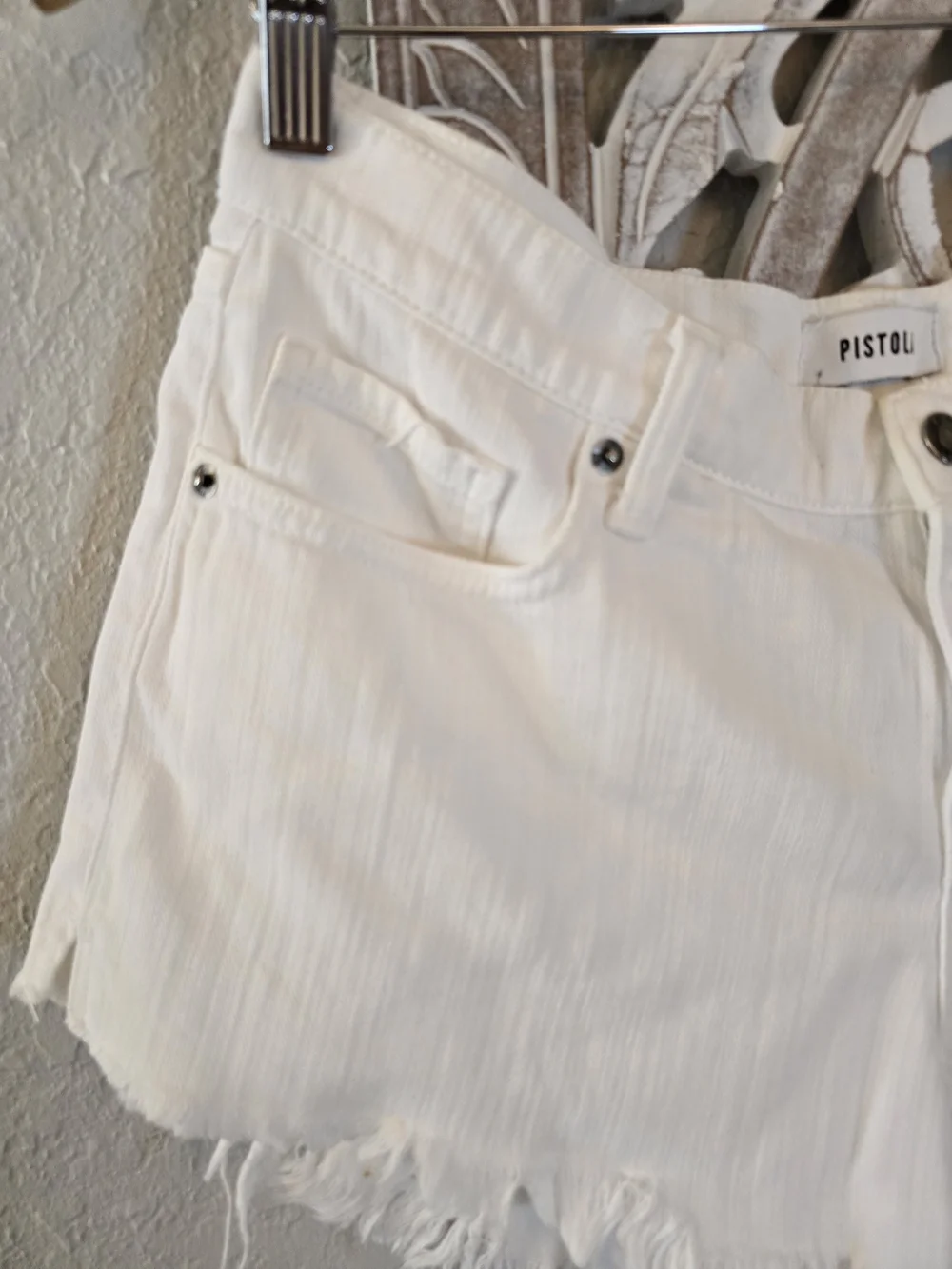 pistola White High-Rise Frayed Hem Denim Cutoff Shorts